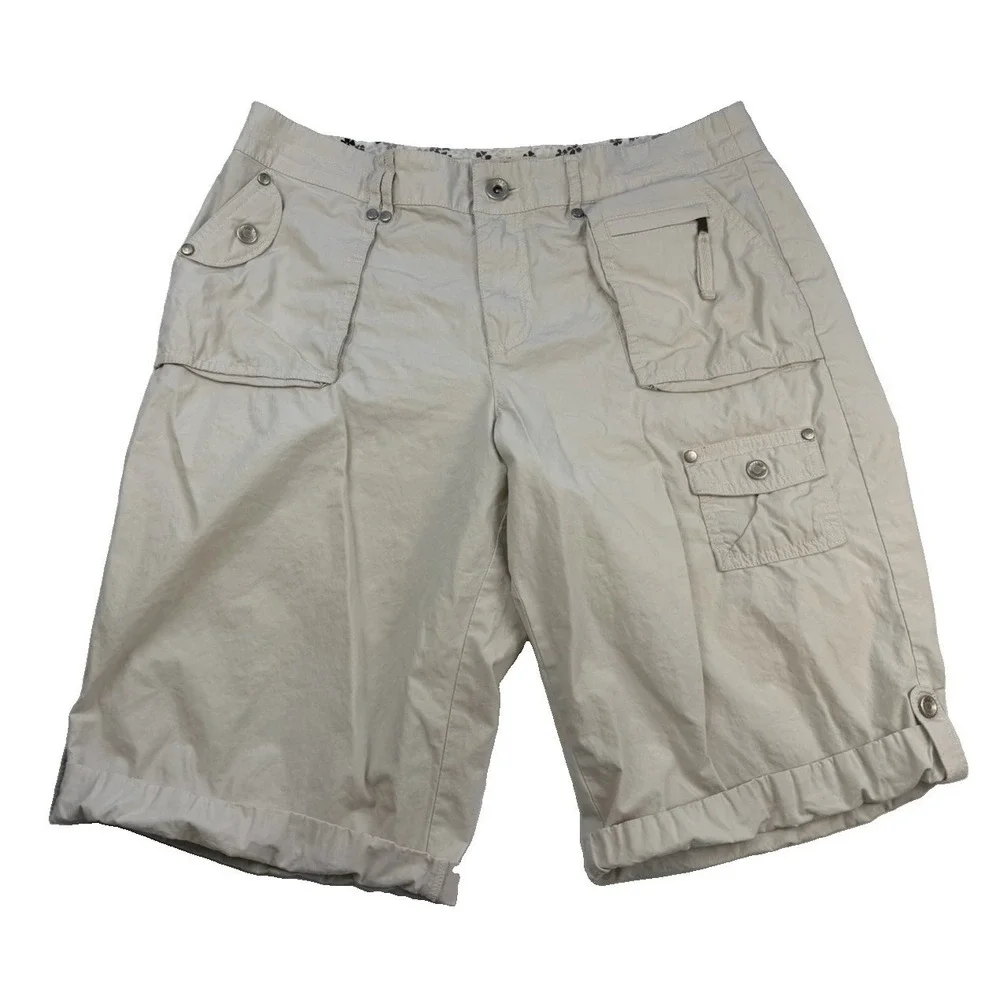 Vintage Y2K Gitano Cargo Bermuda Shorts Womens 12 Khaki Utility Stretch